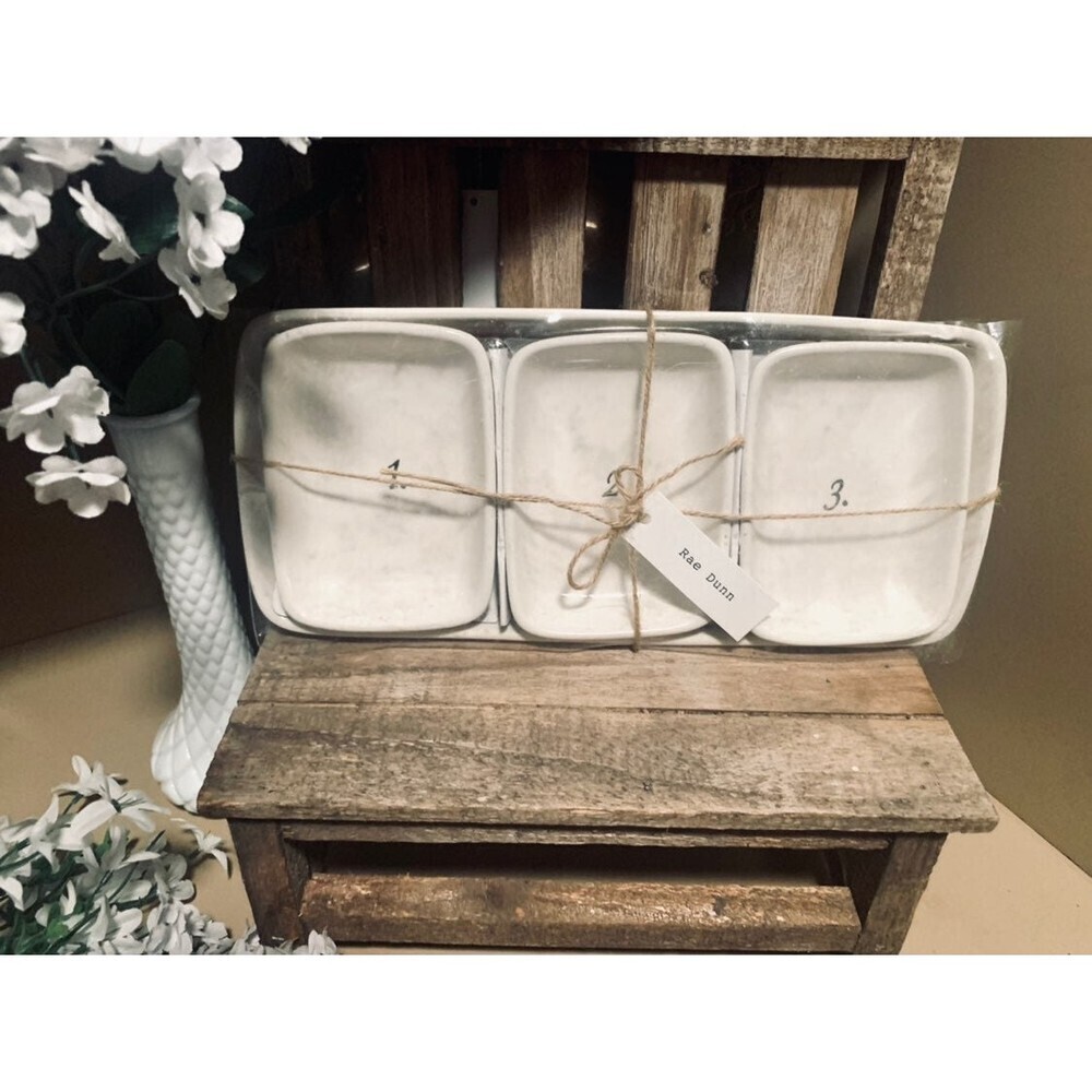 Rae Dunn Icon OG 2018 Number 1-2-3 Serving‎ Tray & Trinket Trays